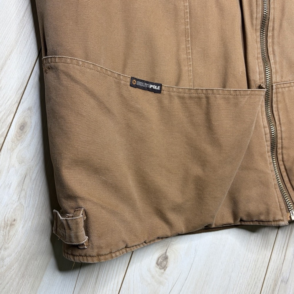 Vintage Southpole Y2K Puffer Carpenter Hybrid Jacket Mens XL Brown Water Repel - Picture 5 of 15